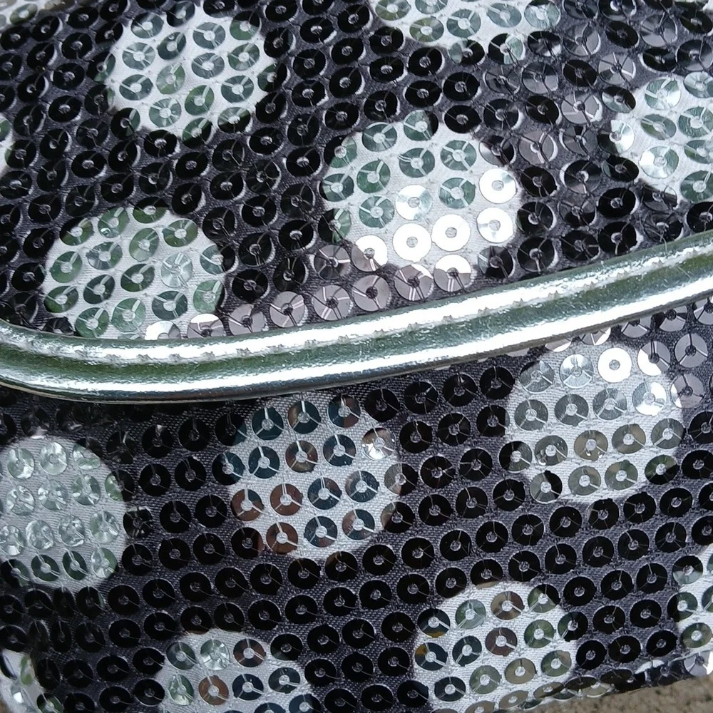 Girls Sequin Crossbody Bag - Black and Silver Polka Dot NWOT